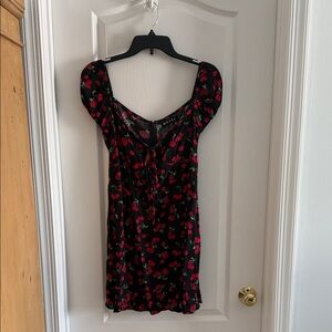 Motel Rocks Black Dress with Cherry Print
